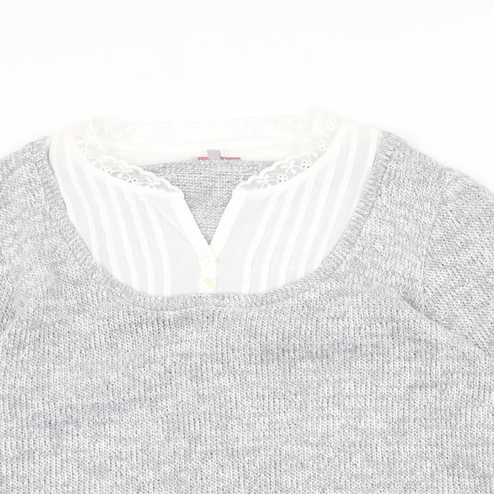 Per Una Womens Grey V-Neck Acrylic Pullover Jumper Size L