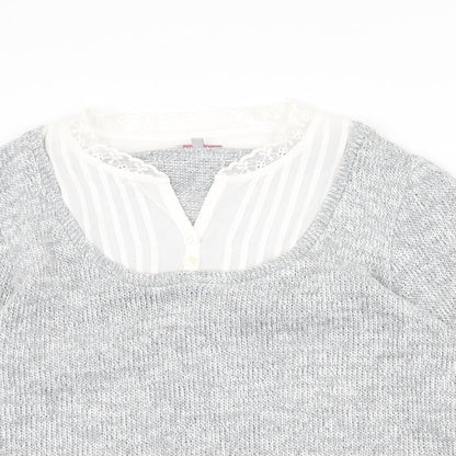 Per Una Womens Grey V-Neck Acrylic Pullover Jumper Size L