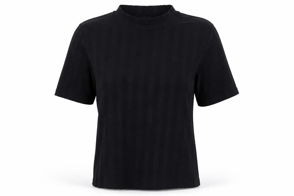 Atmosphere Womens Black Striped Cotton Basic T-Shirt Size 10 Round Neck