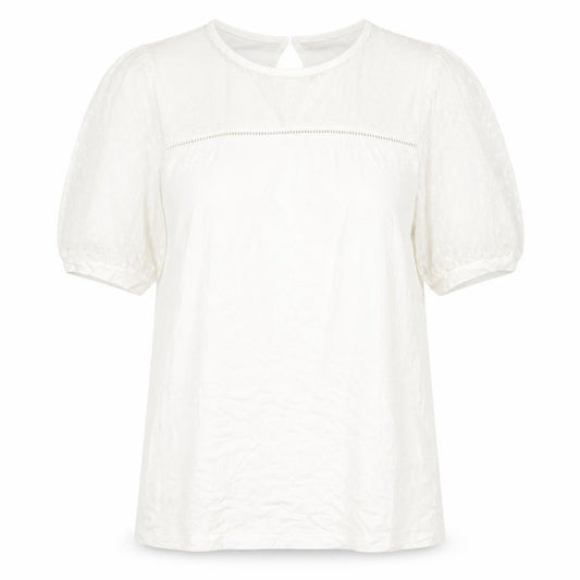 M&Co Womens White Polyamide Basic T-Shirt Size 12 Scoop Neck - Mesh Detail
