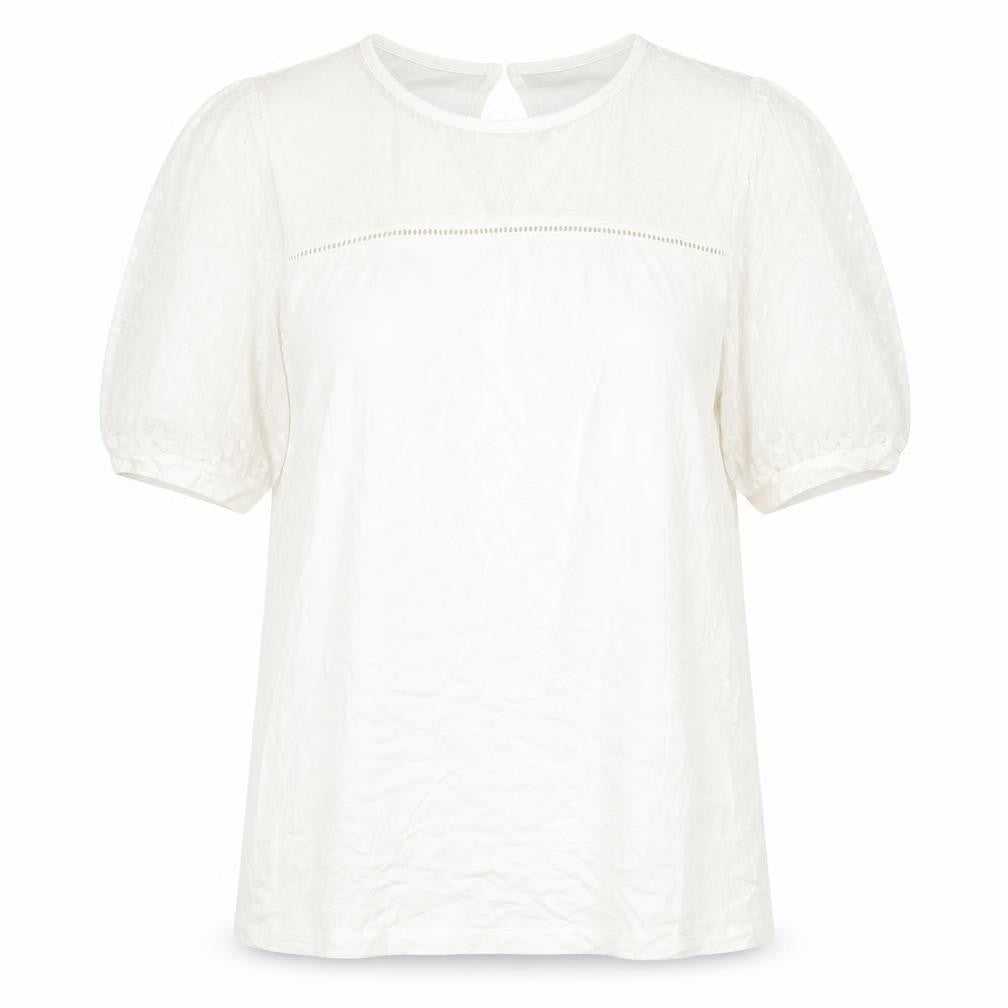 M&Co Womens White Polyamide Basic T-Shirt Size 12 Scoop Neck - Mesh Detail