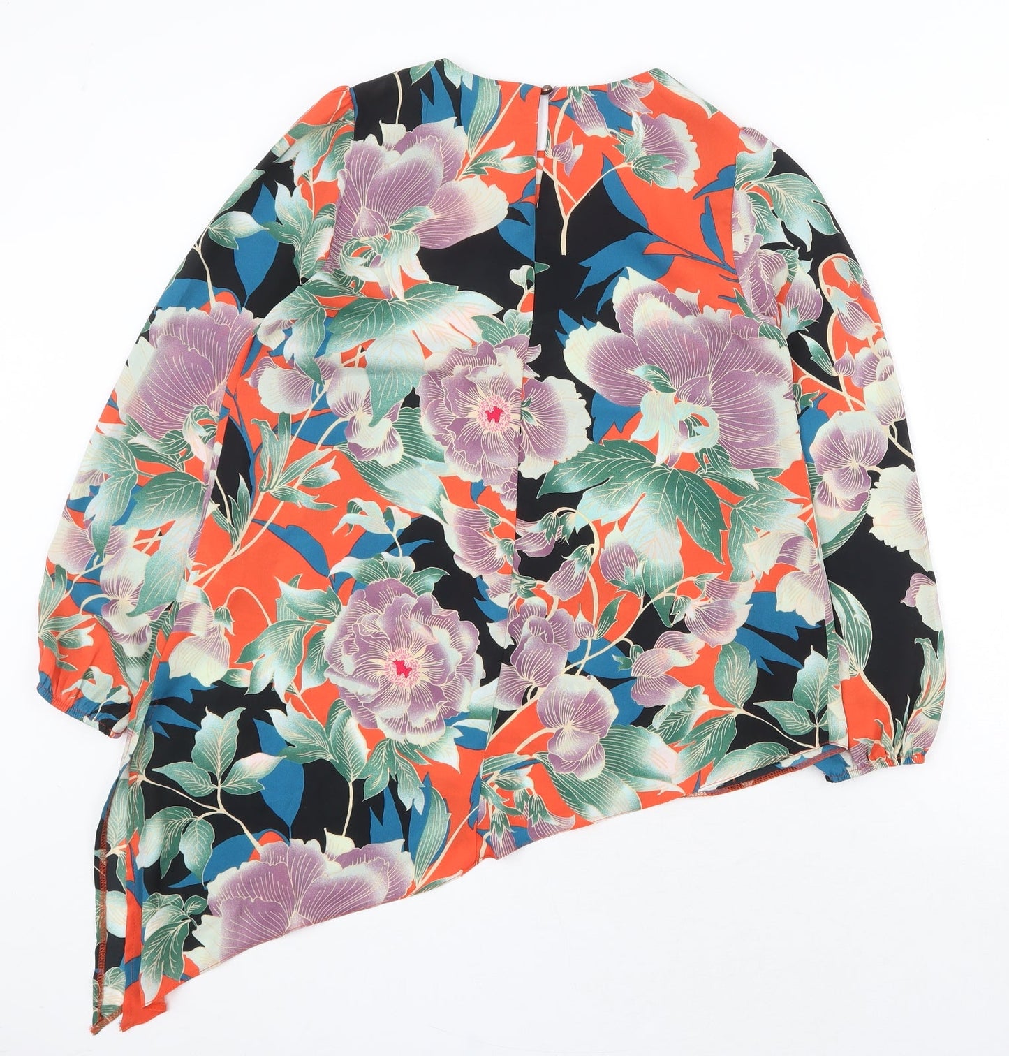 Dorothy Perkins Womens Multicoloured Floral Polyester Basic Blouse Size 10 Boat Neck - Asymmetric