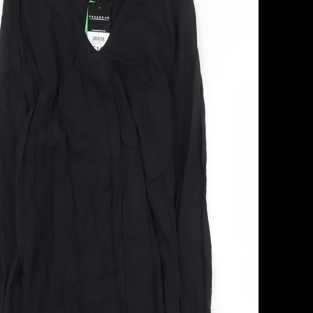 Peacocks Womens Black Viscose A-Line Size 10 V-Neck Pullover