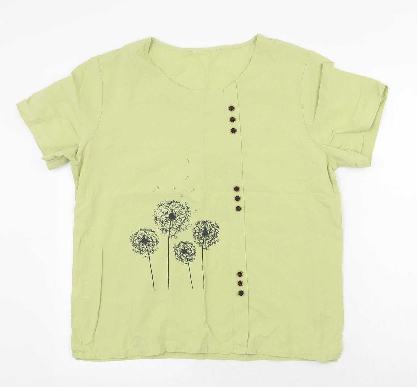 Preworn Womens Green Polyester Basic Blouse Size M Scoop Neck - Dandelion