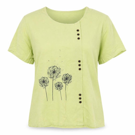 Preworn Womens Green Polyester Basic Blouse Size M Scoop Neck - Dandelion