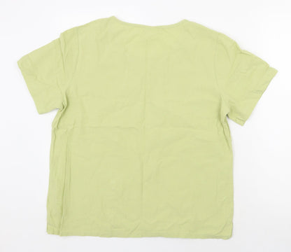 Preworn Womens Green Polyester Basic Blouse Size M Scoop Neck - Dandelion
