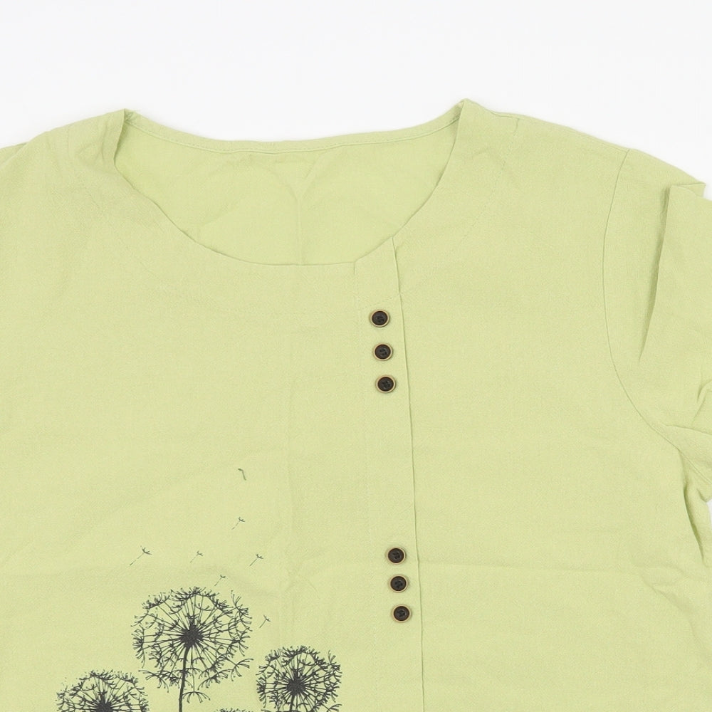 Preworn Womens Green Polyester Basic Blouse Size M Scoop Neck - Dandelion