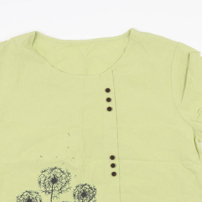 Preworn Womens Green Polyester Basic Blouse Size M Scoop Neck - Dandelion