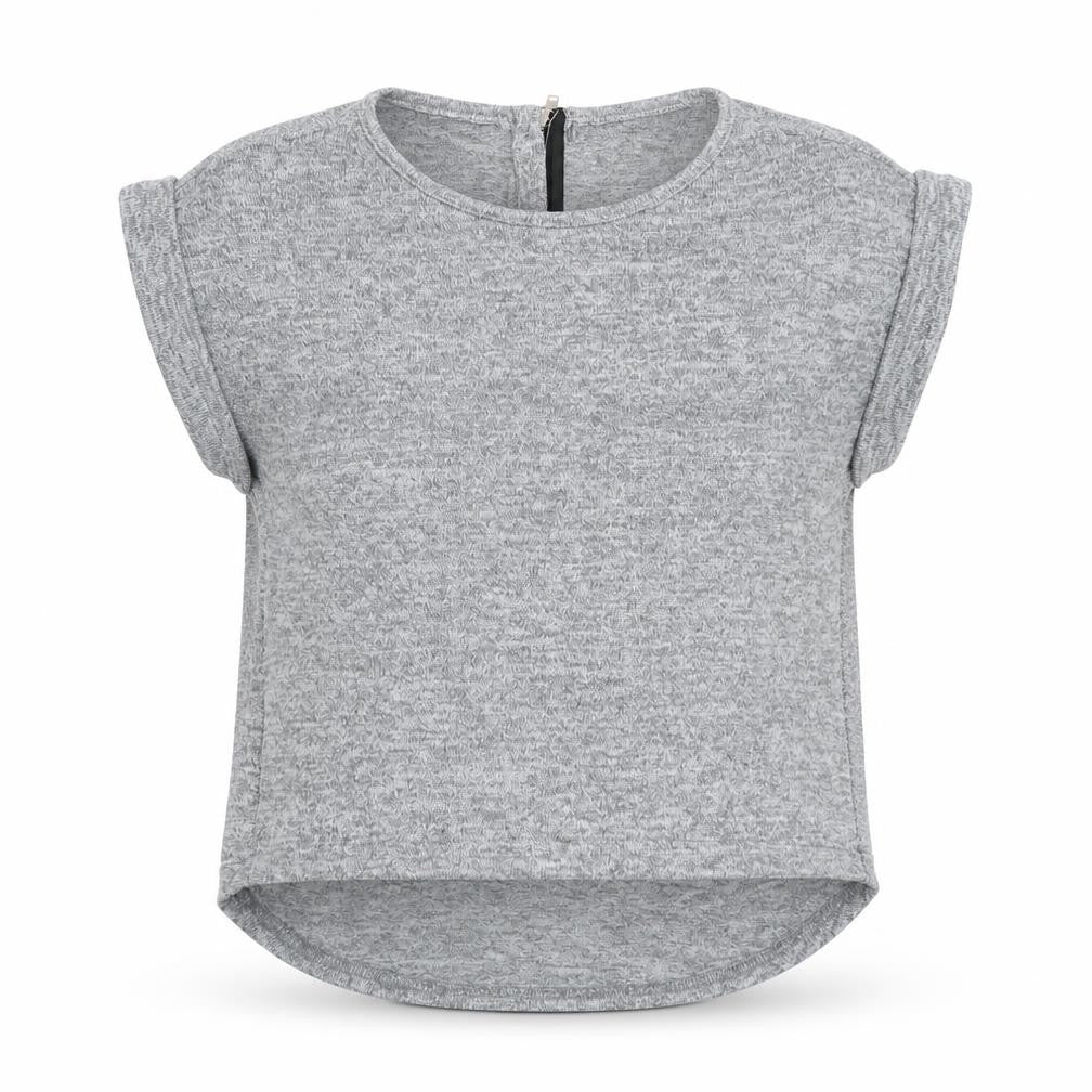 New Look Girls Grey Polyester Basic T-Shirt Size 10-11 Years Round Neck Zip