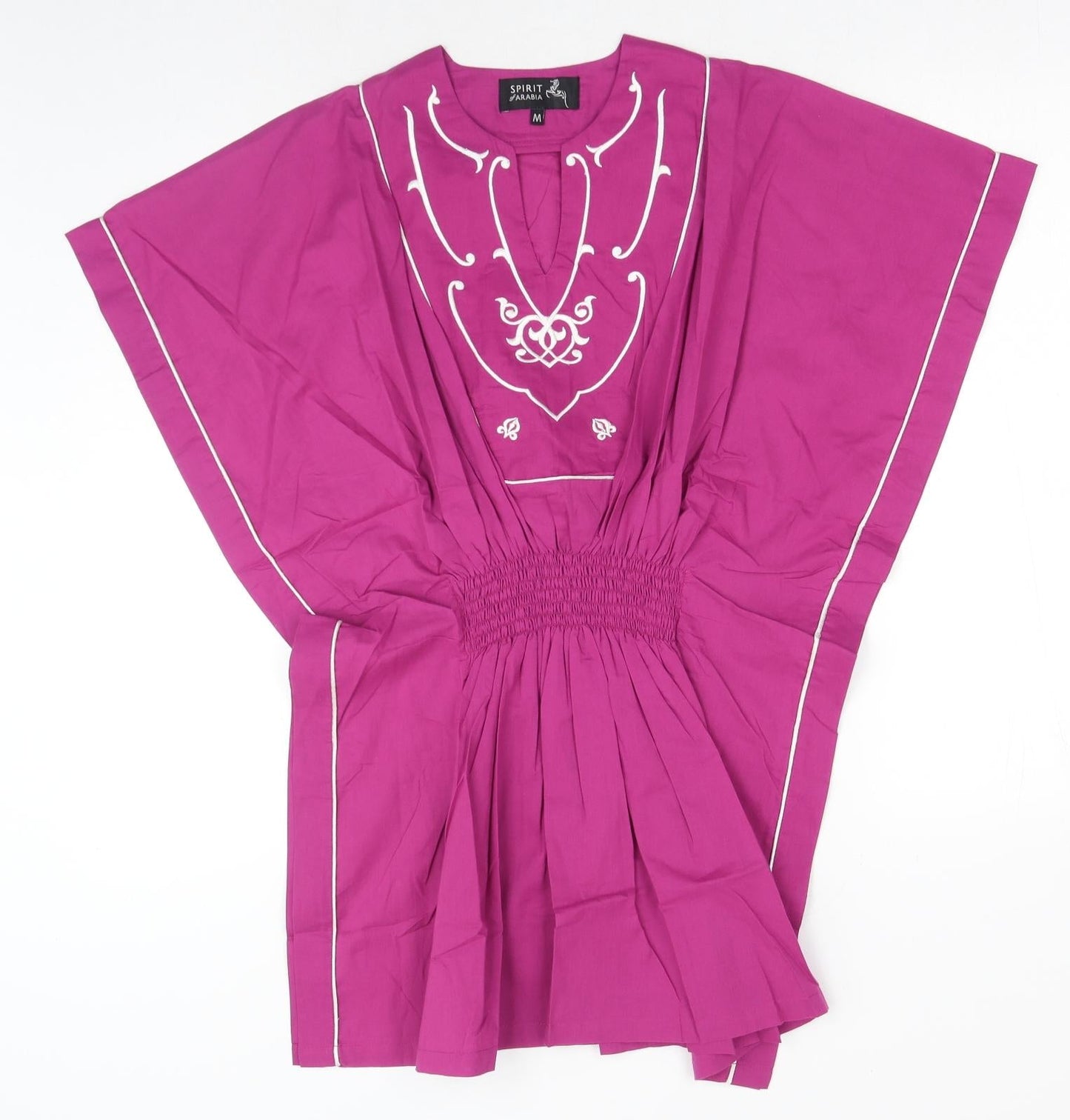 Spirit of Arabia Womens Pink Geometric Cotton Basic Blouse Size M V-Neck