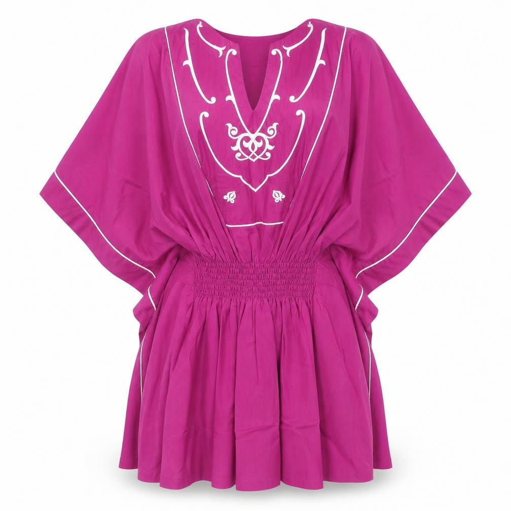 Spirit of Arabia Womens Pink Geometric Cotton Basic Blouse Size M V-Neck