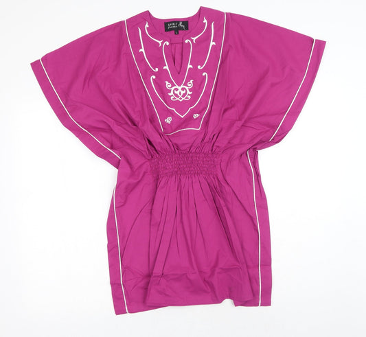 Spirit of Arabia Womens Pink Geometric Cotton Basic Blouse Size L V-Neck