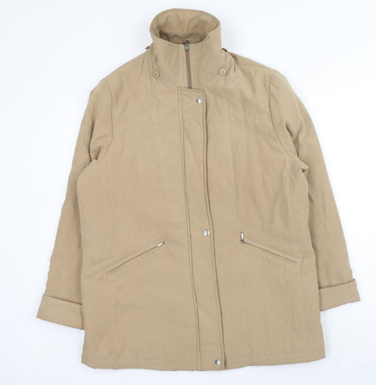 Preworn Womens Beige Jacket Coat Size 14 Button