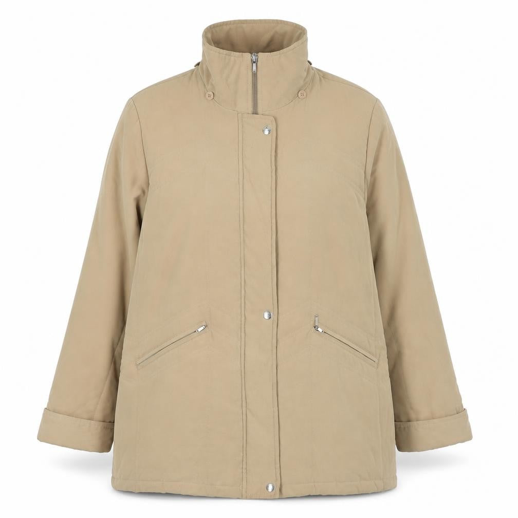 Preworn Womens Beige Jacket Coat Size 14 Button