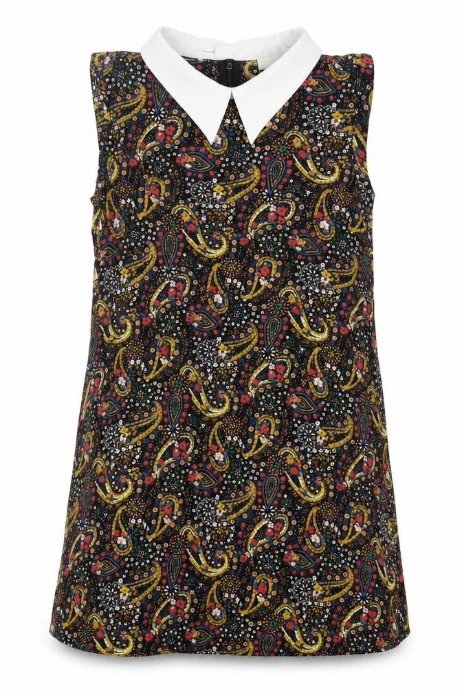 Cooperative Womens Black Paisley Viscose Basic Blouse Size S Collared