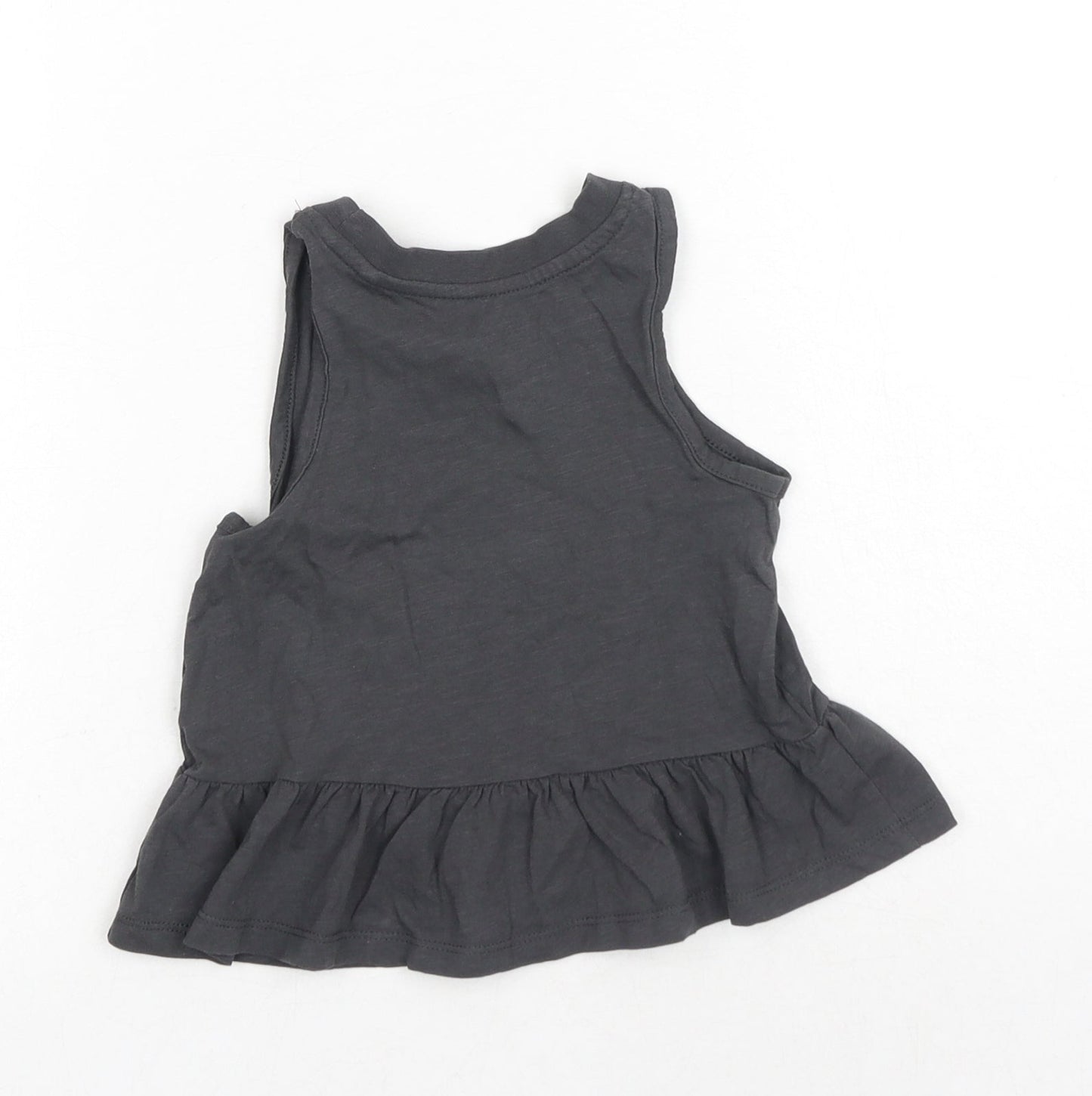 TU Girls Grey Cotton Basic Tank Size 4 Years Scoop Neck Pullover