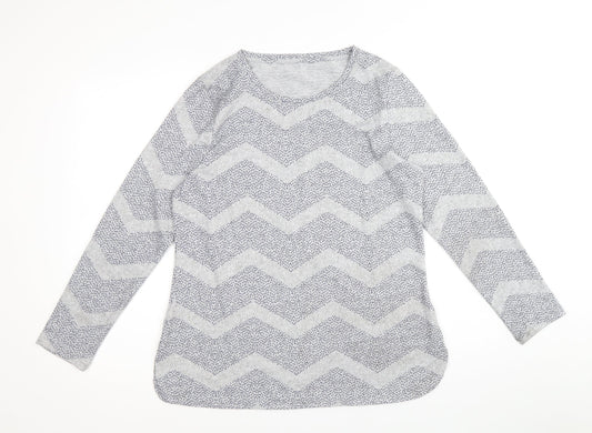 Preworn Womens Grey Scoop Neck Geometric Polyester Pullover Jumper Size 12