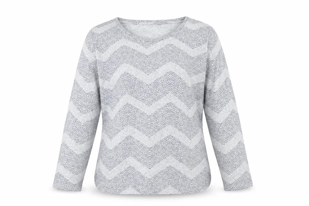 Preworn Womens Grey Scoop Neck Geometric Polyester Pullover Jumper Size 12