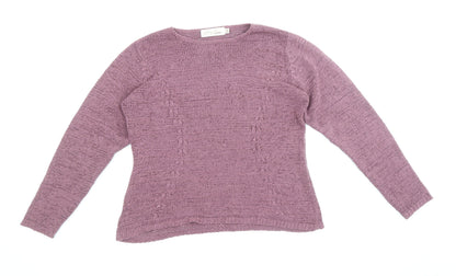 EWM Womens Purple Boat Neck Acrylic Pullover Jumper Size M - Size 14-16