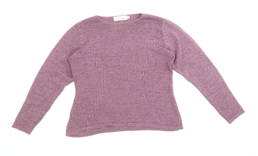 EWM Womens Purple Boat Neck Acrylic Pullover Jumper Size M - Size 14-16