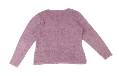 EWM Womens Purple Boat Neck Acrylic Pullover Jumper Size M - Size 14-16