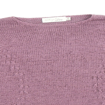 EWM Womens Purple Boat Neck Acrylic Pullover Jumper Size M - Size 14-16