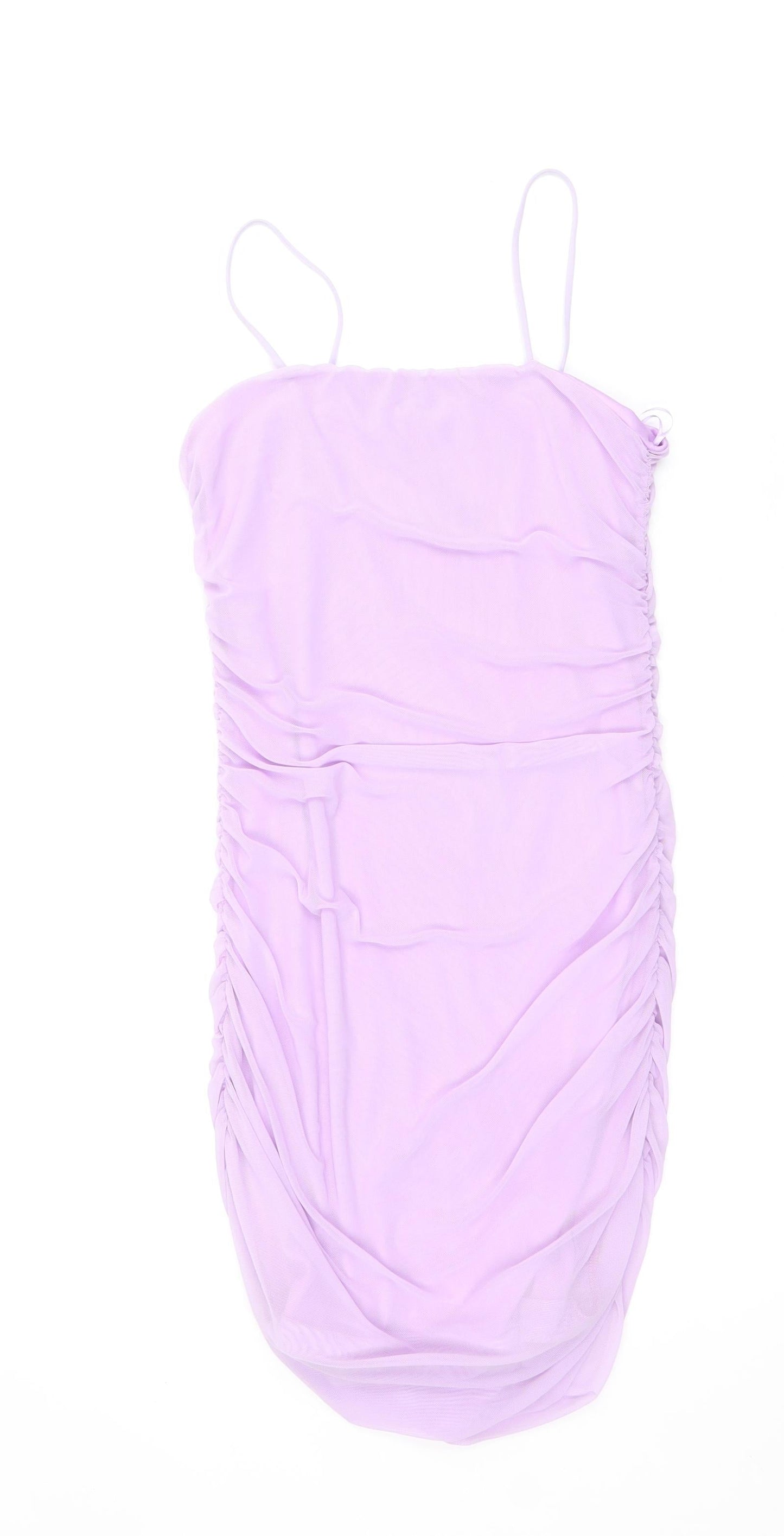 Select Womens Purple Polyester Bodycon Size 8 Square Neck Pullover