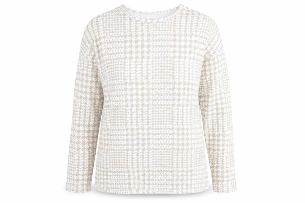 Peacocks Womens Beige Round Neck Geometric Polyester Pullover Jumper Size 10