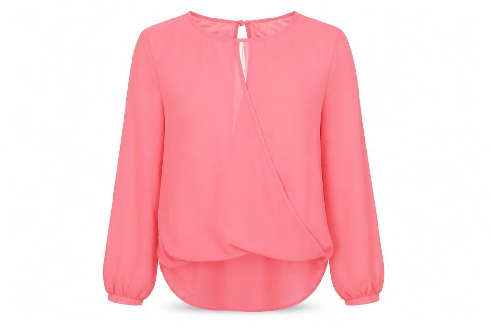 Topshop Womens Pink Polyester Basic Blouse Size 8 Round Neck