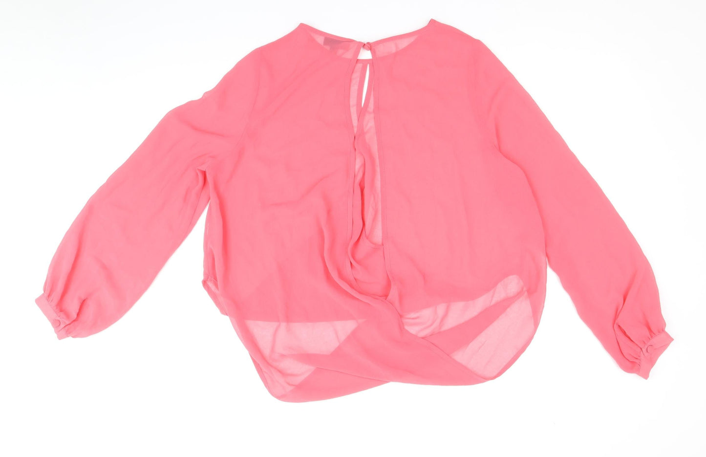 Topshop Womens Pink Polyester Basic Blouse Size 8 Round Neck
