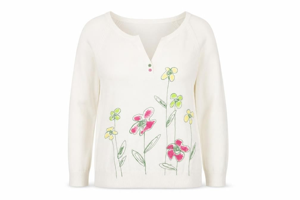 Apange Womens Ivory V-Neck Viscose Pullover Jumper Size M