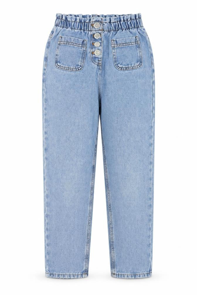 Matalan Girls Blue Cotton Straight Jeans Size 9 Months Regular Button