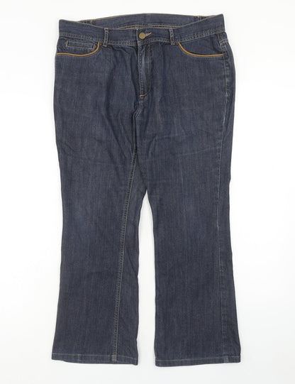 Classics Womens Blue Cotton Bootcut Jeans Size 34 in Regular Zip