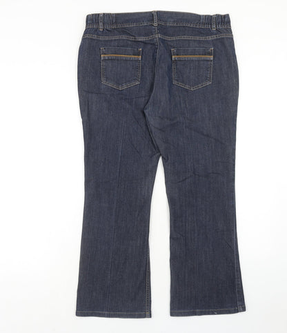Classics Womens Blue Cotton Bootcut Jeans Size 34 in Regular Zip