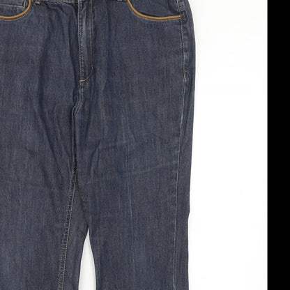 Classics Womens Blue Cotton Bootcut Jeans Size 34 in Regular Zip