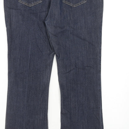 Classics Womens Blue Cotton Bootcut Jeans Size 34 in Regular Zip