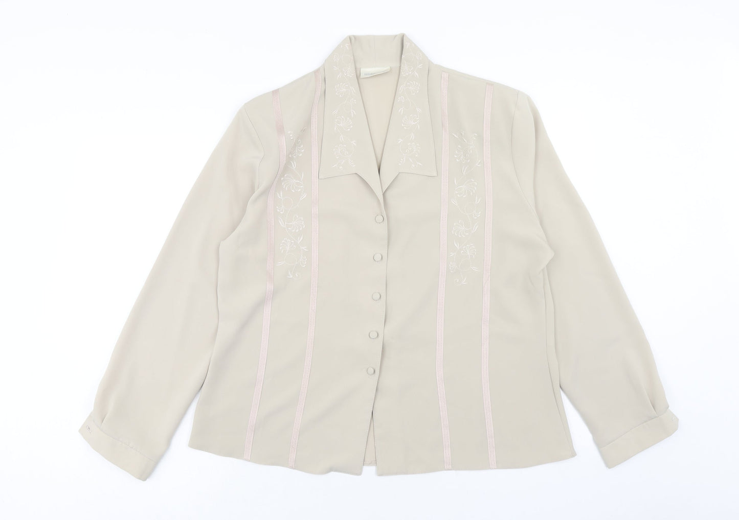 Michael Gold Womens Beige Polyester Basic Button-Up Size 18 Collared