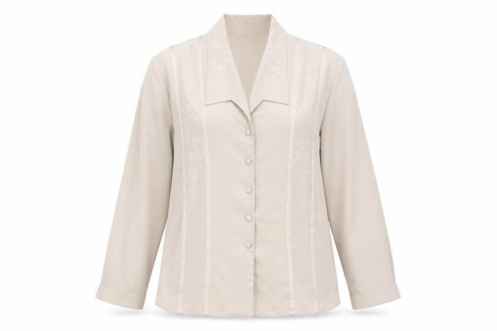 Michael Gold Womens Beige Polyester Basic Button-Up Size 18 Collared