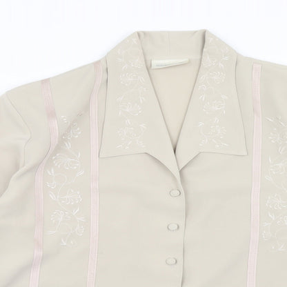 Michael Gold Womens Beige Polyester Basic Button-Up Size 18 Collared