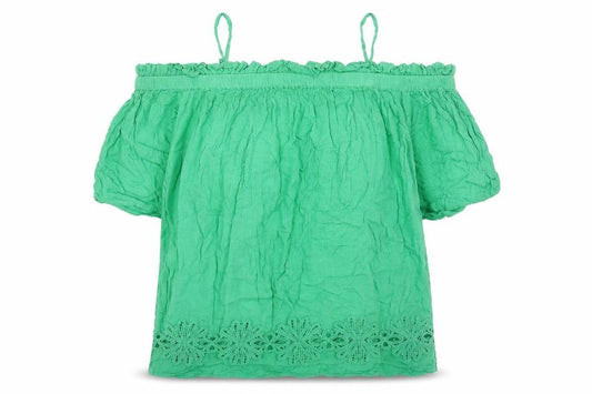 River Island Womens Green Viscose Basic Blouse Size 10 Square Neck - Cold Shoulder