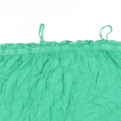 River Island Womens Green Viscose Basic Blouse Size 10 Square Neck - Cold Shoulder