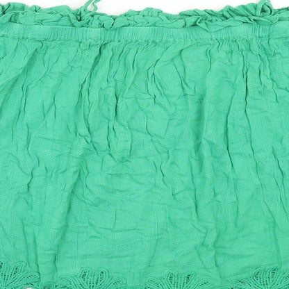 River Island Womens Green Viscose Basic Blouse Size 10 Square Neck - Cold Shoulder
