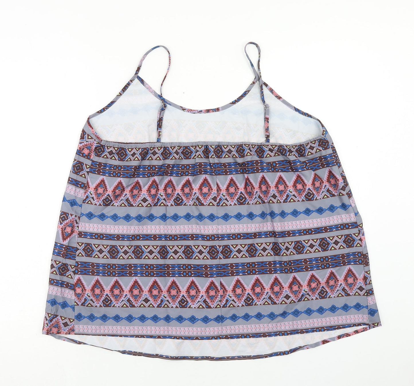Preworn Womens Multicoloured Geometric Polyester Camisole Tank Size 2XL Scoop Neck