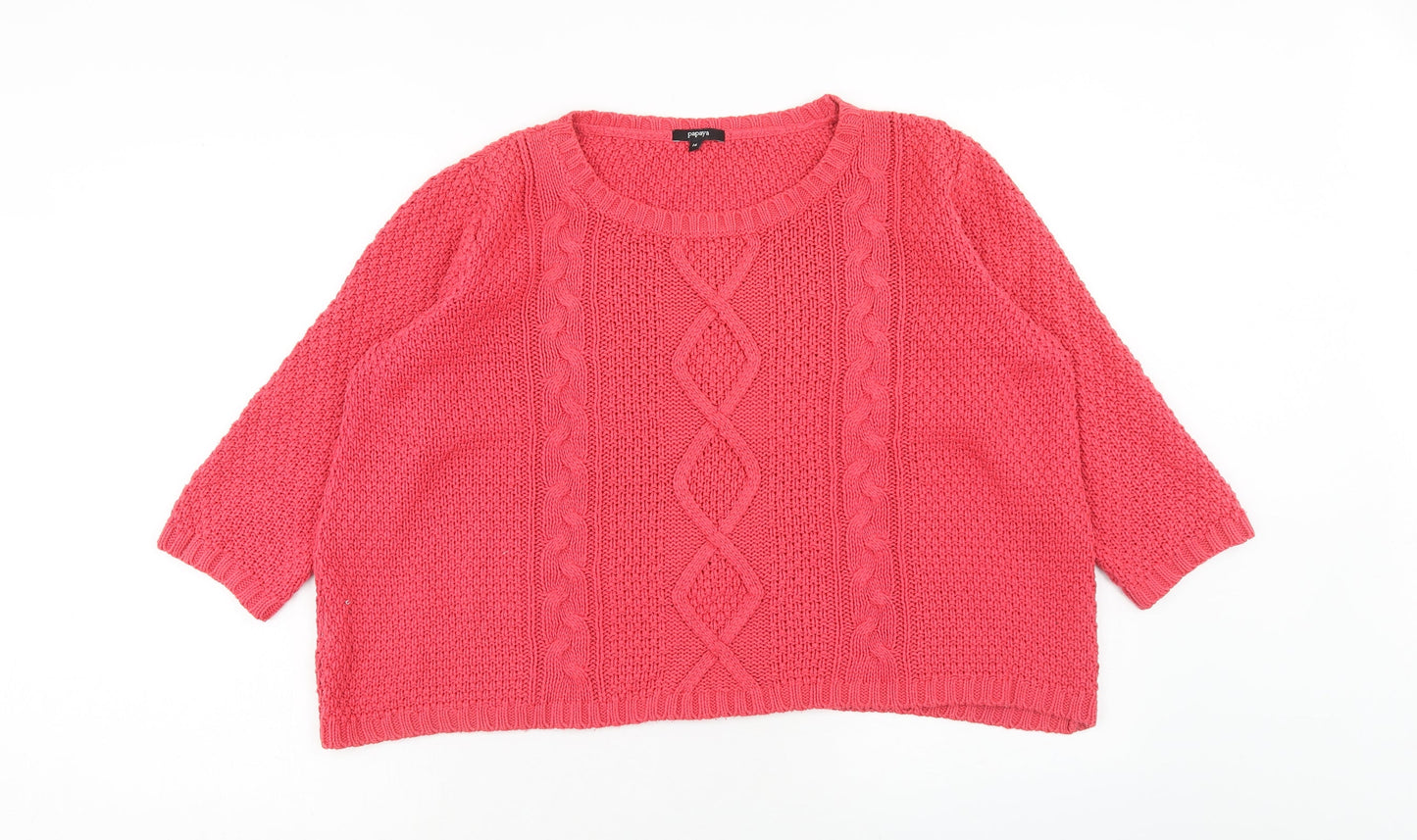 Papaya Womens Pink Scoop Neck Acrylic Pullover Jumper Size 16