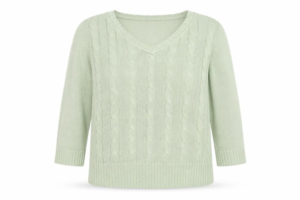 Key West Womens Green V-Neck Cotton Pullover Jumper Size L