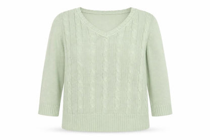 Key West Womens Green V-Neck Cotton Pullover Jumper Size L