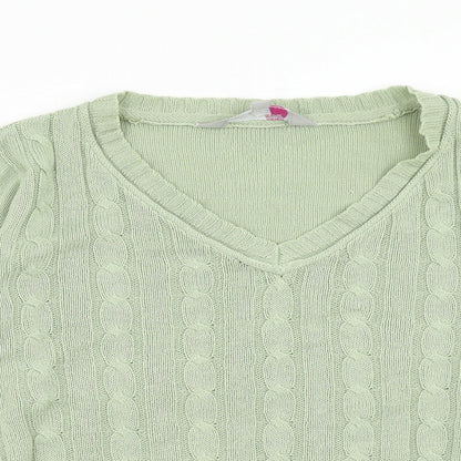Key West Womens Green V-Neck Cotton Pullover Jumper Size L