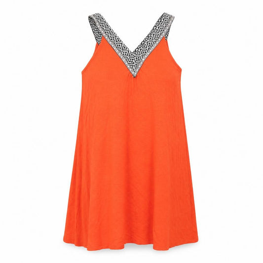 Papaya Womens Orange Viscose Basic Tank Size M V-Neck