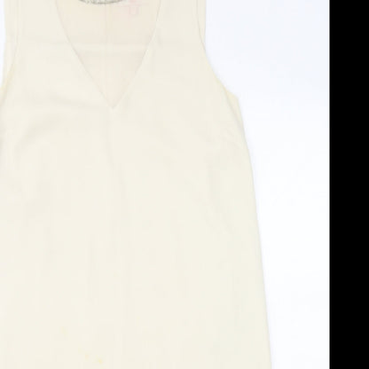 Next Womens Ivory Polyester Shift Size 14 Round Neck Button