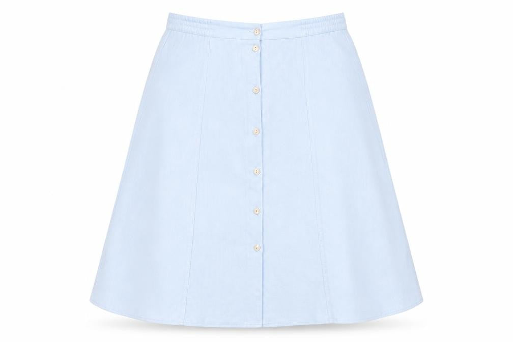 Miss Sukkimani Womens Blue Polyester Swing Skirt Size 16 Button